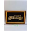 Image 1 : String Art Antique Car (Packard?) on Black Velvet w/ Wood Frame - 21" x 14"