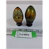 Image 1 : (2) Vintage Russian Hand Painted Wooden Eggs & Stands