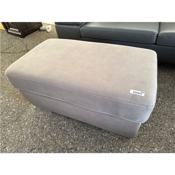 Gray Upholstered Storage Ottoman with Hinged Lid