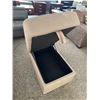 Image 3 : Gray Upholstered Storage Ottoman with Hinged Lid