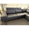 Image 2 : Rachael Gray Leather Sectional Sofa with Adjustable Headrests and Chaise Lounge