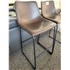 Image 3 : Brown Leatherette Counter-Height Stool with Black Metal Frame