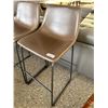 Image 2 : Brown Leatherette Counter-Height Stool with Black Metal Frame
