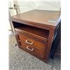 Image 2 : Wooden Nightstand With Built-In Power Outlet and Two Drawers