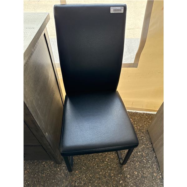 Black Leather Upholstered Chair with Metal Frame