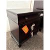 Image 2 : Dark Wood Three-Drawer Nightstand With Metal Pulls ( matches lot #7015)