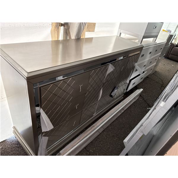 Signature Design Metallic Finish Mirrored Dresser Cabinet
