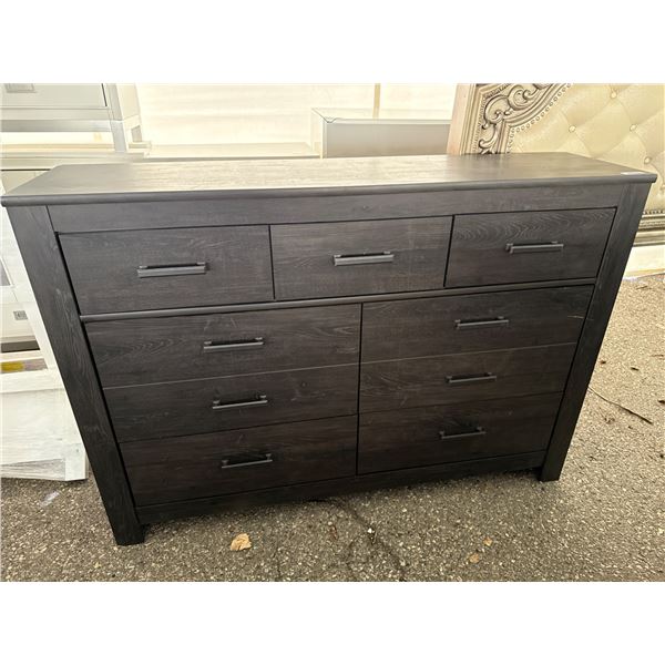 Black Barnwood style 9-Drawer Wooden Dresser With Metal Handles