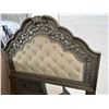 Image 2 : Tufted Upholstered Wooden Queen Headboard with Ornate Frame Design