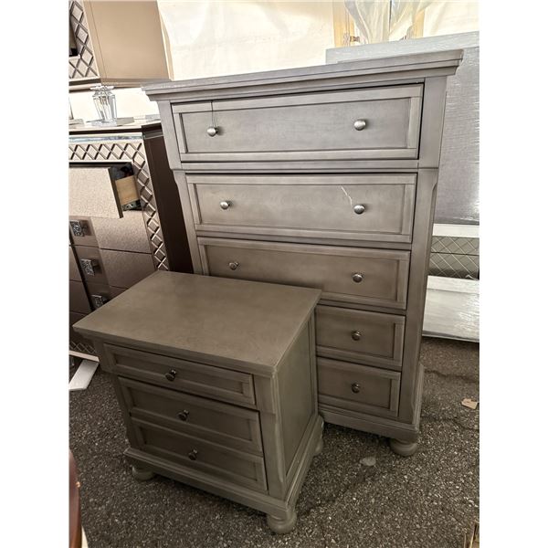 Signature Design by Ashley Chest of Drawers and Nightstand in Gray Finish