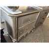 Image 2 : Two-Drawer Silver Nightstand with Ornamental Detailing