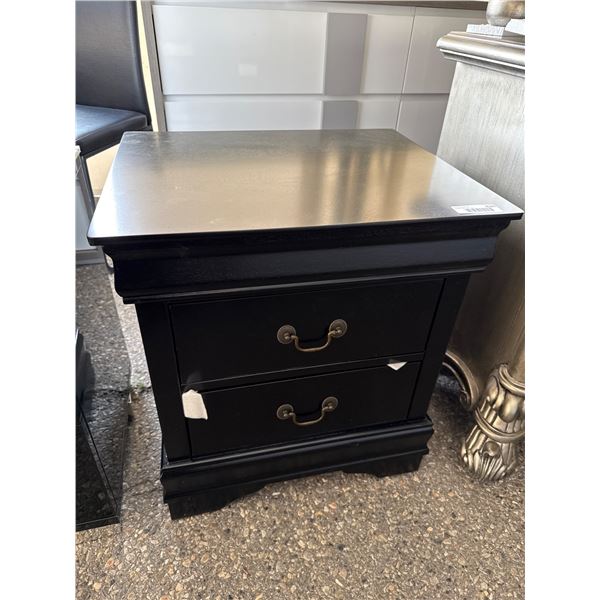 Two-Drawer Black Nightstand With Brass Handles