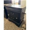 Image 2 : Two-Drawer Black Nightstand With Brass Handles