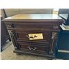 Image 1 : Two-Drawer Wooden Nightstand With Decorative Details