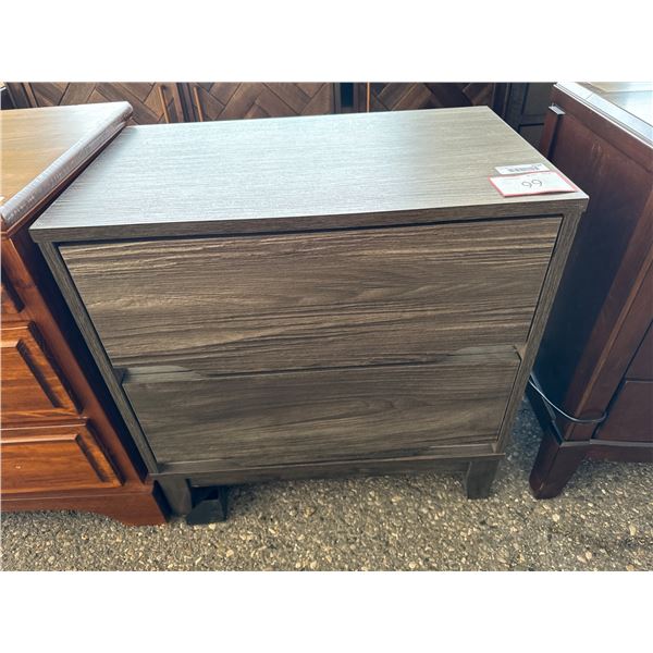 2-Drawer Wooden Nightstand with Gray Wood Finish