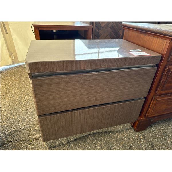 Two-Drawer Nightstand with Glossy Laminate Finish
