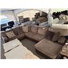 Image 2 : Sectional Sofa with Brown Upholstery , U shaped with Chaise Lounge and Complementary Throw Pillows