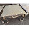 Image 1 : Gold-Tone Wooden Accent Table With Curved Legs and Ornate Design