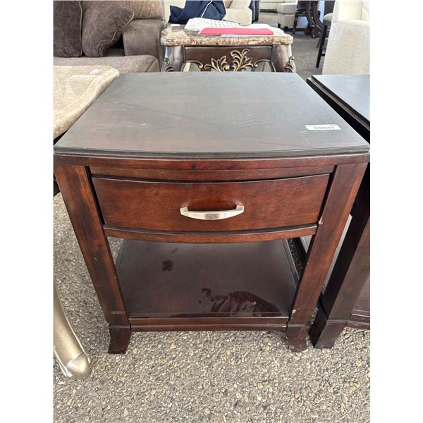 Wooden Side Table with Single Drawer and Lower Shelf