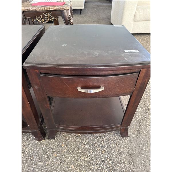 Wooden Side Table With Drawer and Lower Shelf