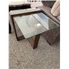 Image 2 : Glass-Top Wooden Side Table With Rectangular Base Design