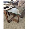 Image 3 : Glass-Top Wooden Side Table With Rectangular Base Design