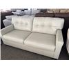 Image 2 : Light Gray Leather Sofa and Loveseat Set With Tufted Upholstery