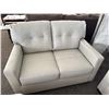 Image 3 : Light Gray Leather Sofa and Loveseat Set With Tufted Upholstery
