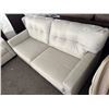 Image 4 : Light Gray Leather Sofa and Loveseat Set With Tufted Upholstery