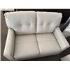 Image 5 : Light Gray Leather Sofa and Loveseat Set With Tufted Upholstery