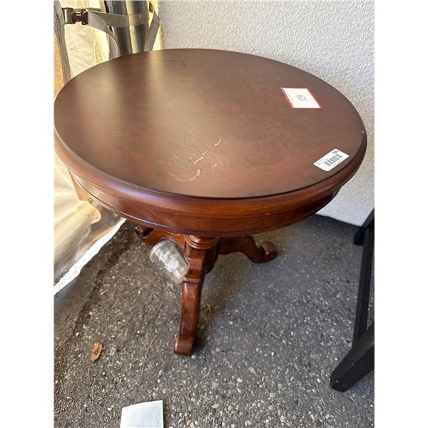 Round Wooden Pedestal Table with Tripod Base