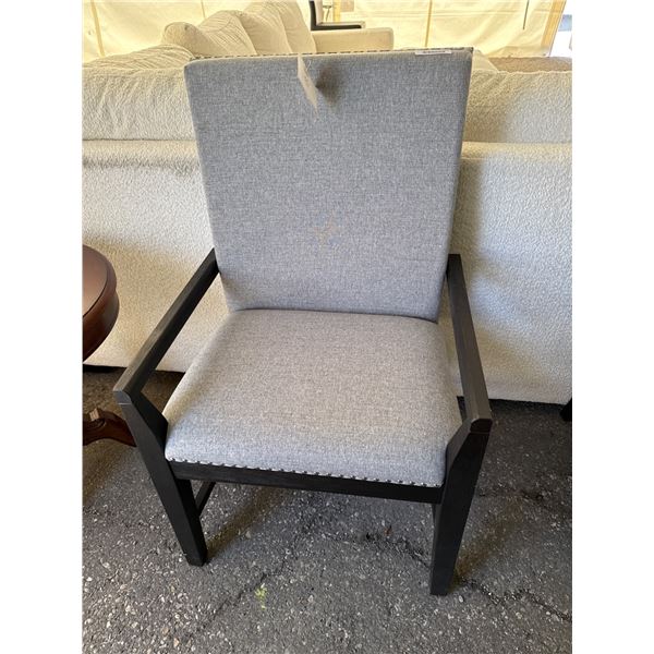 Gray Fabric Chair With Black Wooden Frame