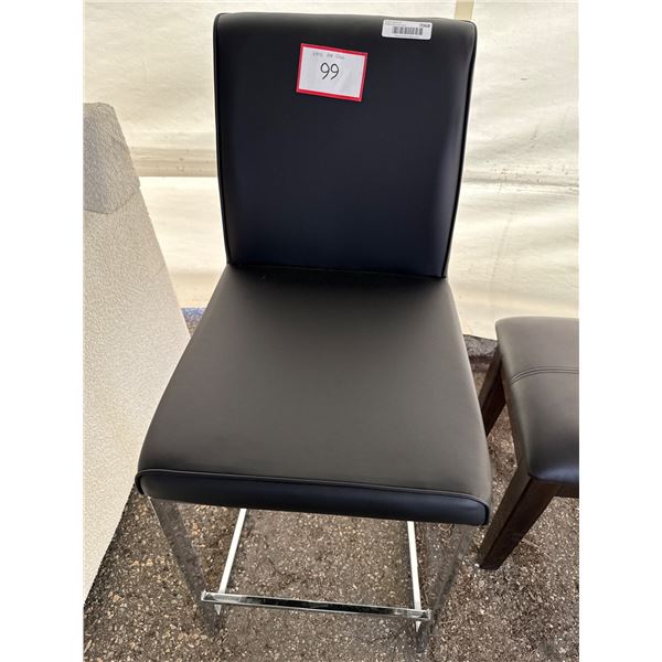 Black Upholstered Metal Frame Bar Stool with High Back