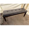 Image 1 : Dark Brown Upholstered Bench with Tufted Design and Wooden Legs