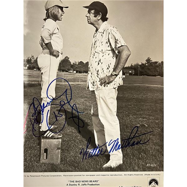 The Bad News Bears Walter Matthau and Tatum O'Neal signed movie photo