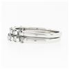 Image 6 : Pair of 14k White Gold 1.00 ctw Bar Set Round Brilliant Diamond Band Guard Rings