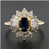 Image 2 : Estate 14k Gold 1.84 ctw Oval Sapphire & Baguette Diamond Ballerina Cocktail Rin