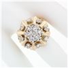 Image 3 : Vintage 14K TT Gold 1.67 ctw Round Brilliant Diamond Cluster Flower Cocktail Rin