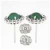 Image 5 : NEW 18k White Gold 1.72 ctw Round Cabochon Emerald w/ Diamond Halo Stud Earrings