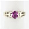 Image 1 : 14k TT Gold 1.18 ctw Pink Sapphire Solitaire Round Diamond Channel Engagement Ri