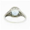 Image 6 : Vintage 14K White Gold 1.32 ctw Round Aquamarine Solitaire Open Filigree Work Ri