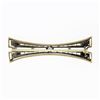 Image 3 : Antique 14k Yellow Gold Square Blue Montana Sapphire & Pearl Open Bar Pin Brooch