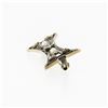Image 5 : Antique 14k Yellow Gold Square Blue Montana Sapphire & Pearl Open Bar Pin Brooch