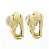 Image 3 : Vintage Kaufmann De Suisse 18K Gold Moonstone Wide Braided Clip On Cuff Earrings