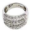 Image 9 : Vintage .900 Platinum 1.30 ctw Pave Diamond Wide Domed Triple Stacked Band Ring
