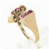 Image 7 : Vintage Retro 10k Yellow Gold Round Brilliant Red Stone Polished Bow Ribbon Ring