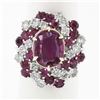 Image 3 : Vintage Platinum 6.90 ctw GIA Oval Pink Ceylon Sapphire Round Diamond Swirl Ring
