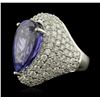 Image 2 : 14KT White Gold 14.82 ctw GIA Certified Tanzanite and Diamond Ring