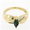 Image 9 : 14k Gold 0.66 ctw Marquise Emerald w/ Baguette Channel Diamond Engagement Ring