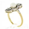 Image 9 : Antique Edwardian 14K Gold & Platinum European Diamond & 5.9mm Pearl Dinner Ring